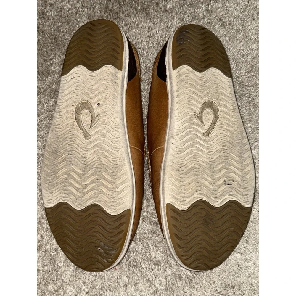 Men's Olukai Kakaha Leather Slip-on Shoes US Size Men's 12 Fox 10490-FXFX
